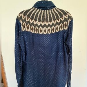 Free People Sage Western Shirt Navy Women’s Size S